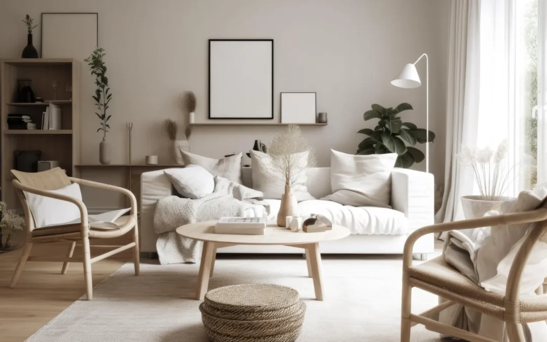 Aranżacja salonu w stylu skandynawskim – firany, meble, dodatki